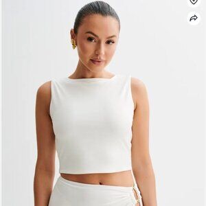 NWT Meshki Suri Slinky Cowl Back Top in White